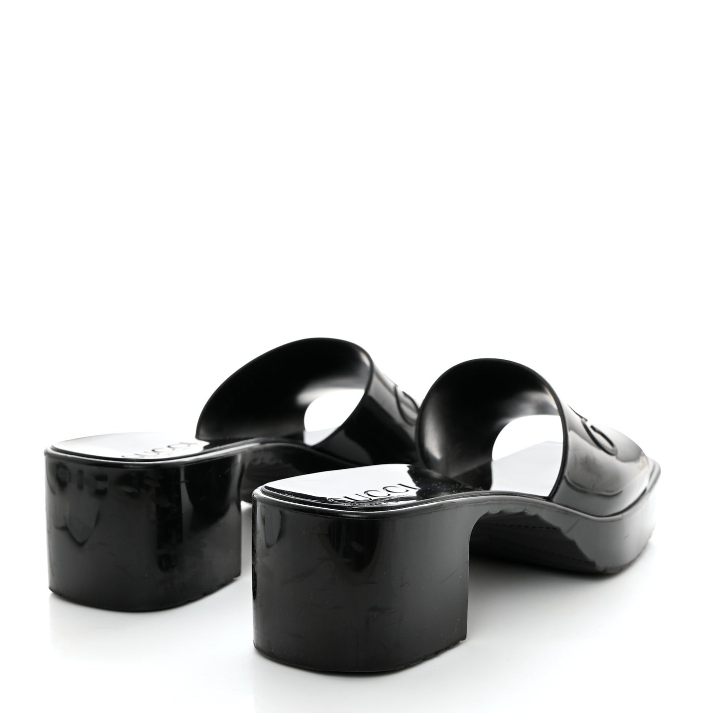 Rubber Gucci Logo Womens Platform 20/60mm Slide Sandals 37 Black