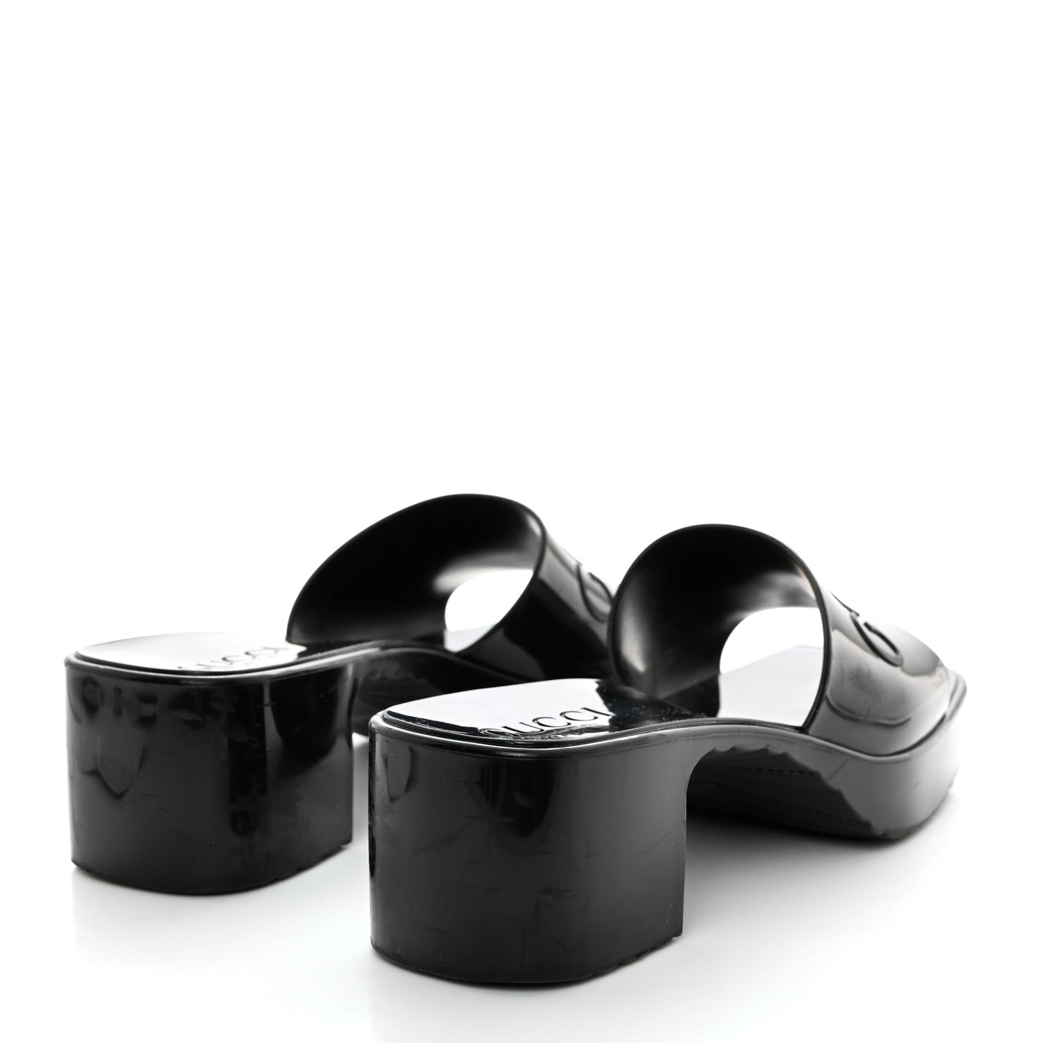 Gucci Rubber Gucci Logo Womens Platform 20/60mm Slide Sandals 37 Black 4 of 10