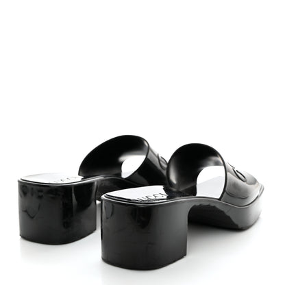 Gucci Rubber Gucci Logo Womens Platform 20/60mm Slide Sandals 37 Black 4 of 10