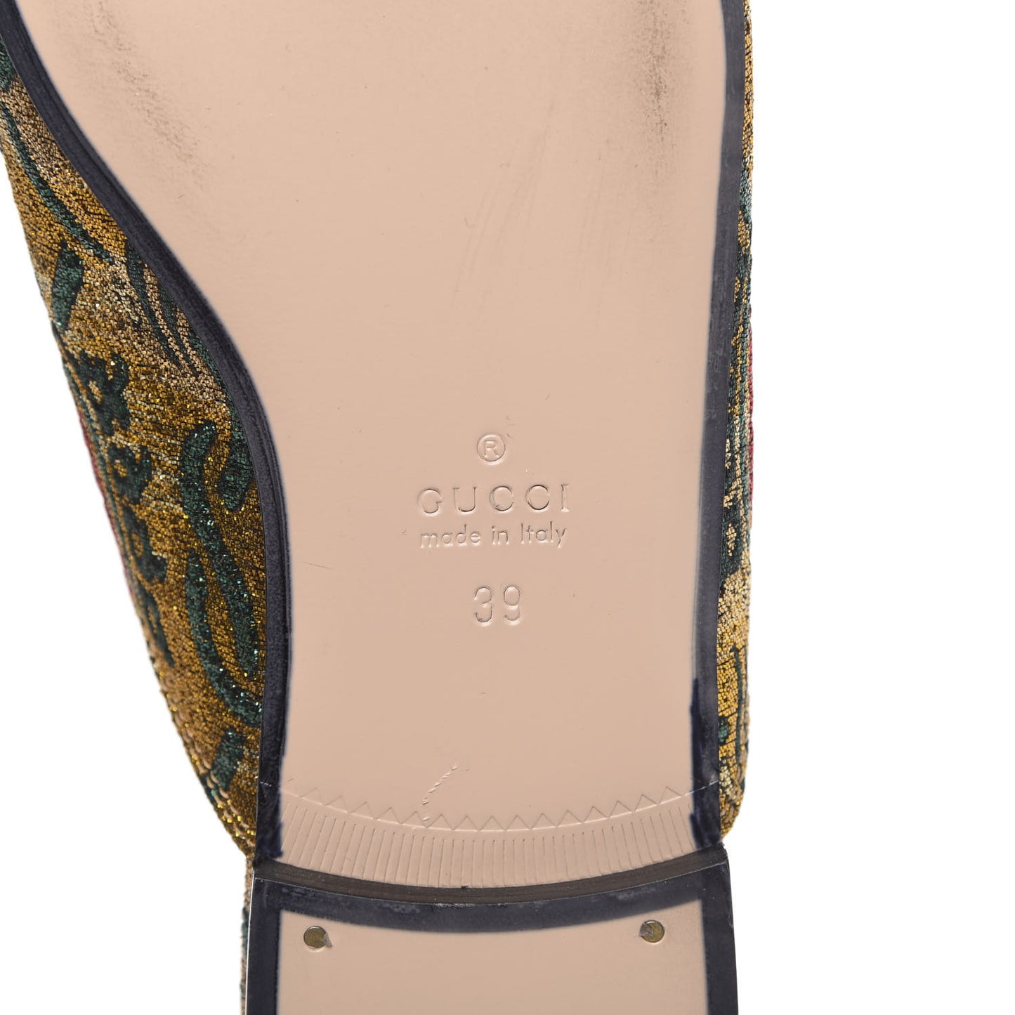 Iridescent Brocade Womens Princetown Slippers 39 Gold Multicolor
