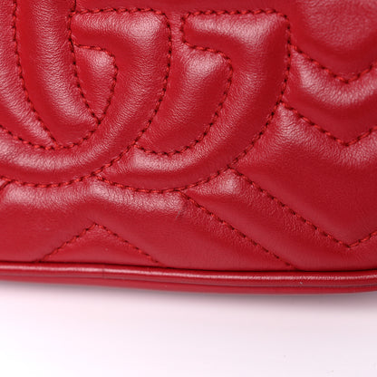 Gucci Calfskin Matelasse Mini GG Marmont Chain Shoulder Bag Hibiscus Red 15 of 17