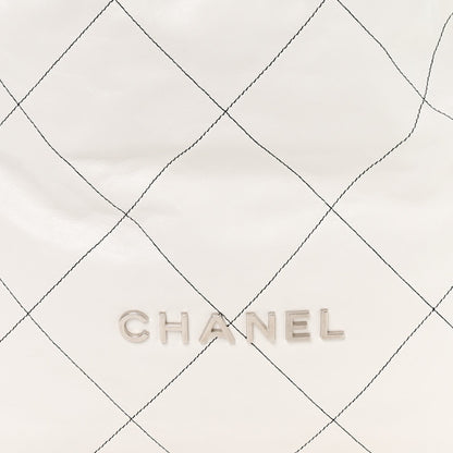 Chanel Shiny Calfskin Quilted Chanel 22 White Black 9 of 11