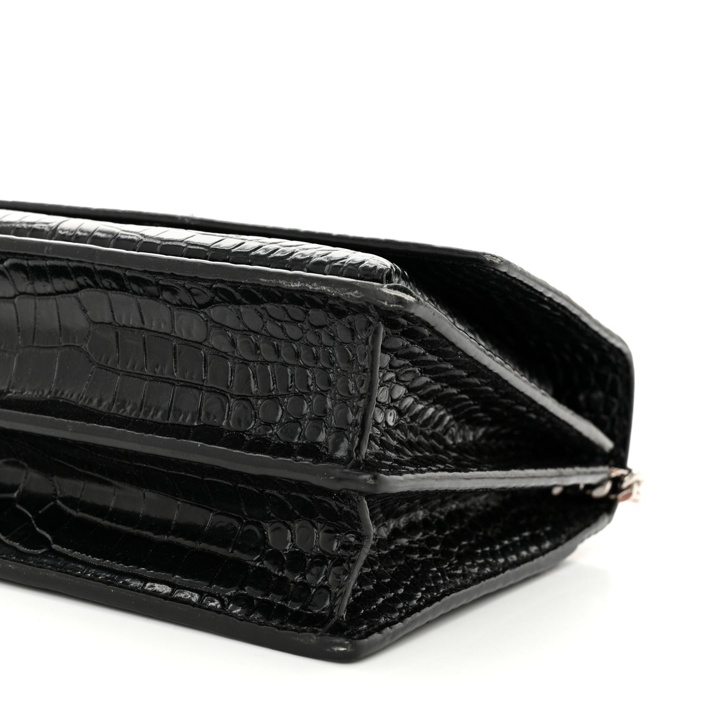 Calfskin Crocodile Embossed Medium Monogram Sunset Black