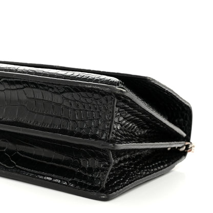 Saint Laurent Calfskin Crocodile Embossed Medium Monogram Sunset Black 10 of 12