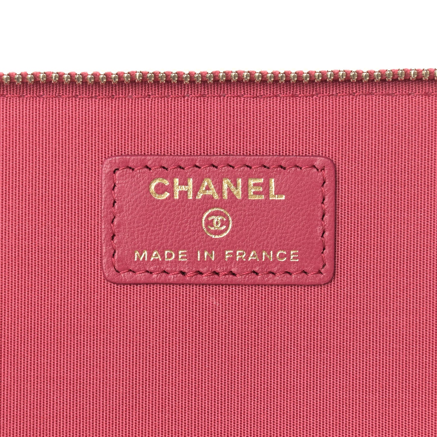 Lambskin Quilted Small Top Handle Vanity Case With Chain Dark Pink