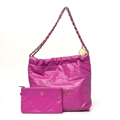 Chanel Shiny Calfskin Quilted Small Chanel 22 Fuchsia 3 of 11