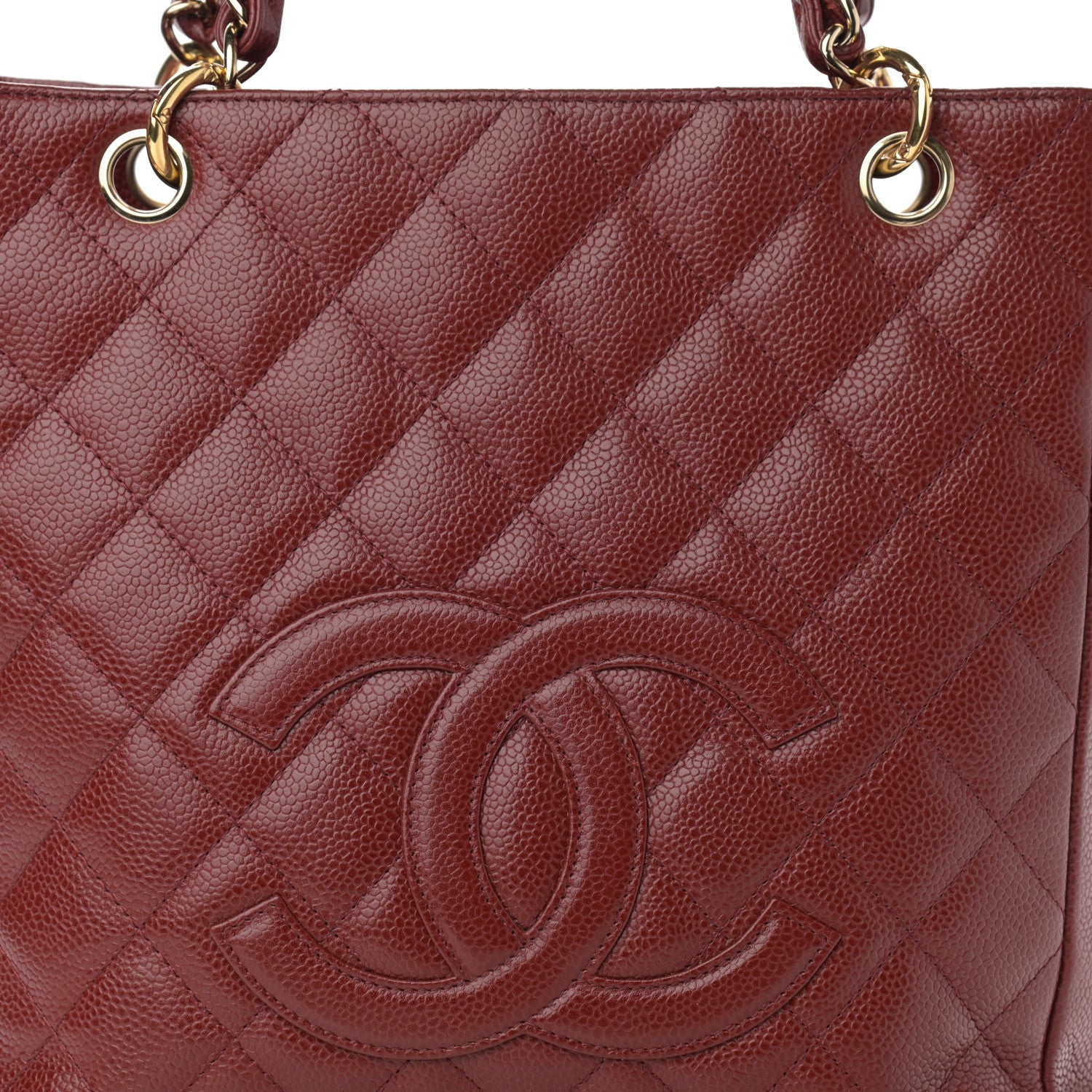 Chanel Caviar Quilted Petit Shopping Tote PST Red 8 of 11