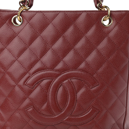 Chanel Caviar Quilted Petit Shopping Tote PST Red 8 of 11