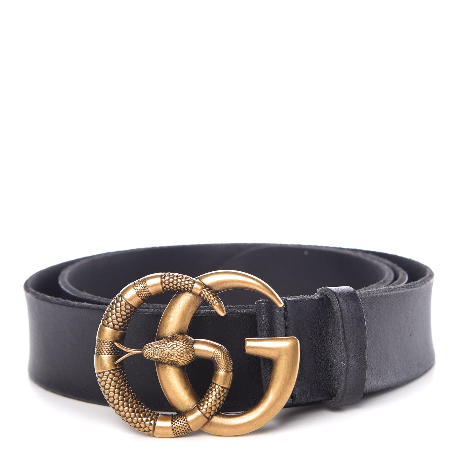 Gucci Faded Calfskin Snake Double G 40mm Belt 105 42 Black 1 of 7