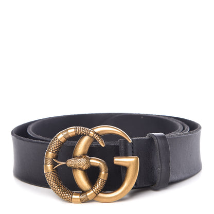 Gucci Faded Calfskin Snake Double G 40mm Belt 105 42 Black 1 of 7