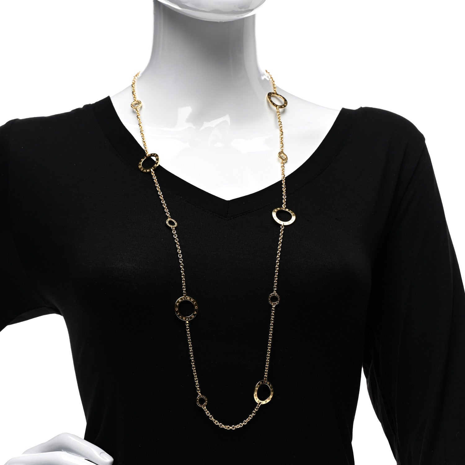 Bulgari 18K Yellow Gold Sautoir Station Necklace 2 of 4