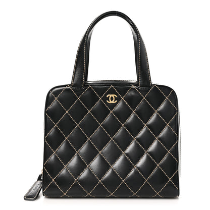 Chanel Calfskin Wild Stitch Vertical Top Handle Bag Black 1 of 12