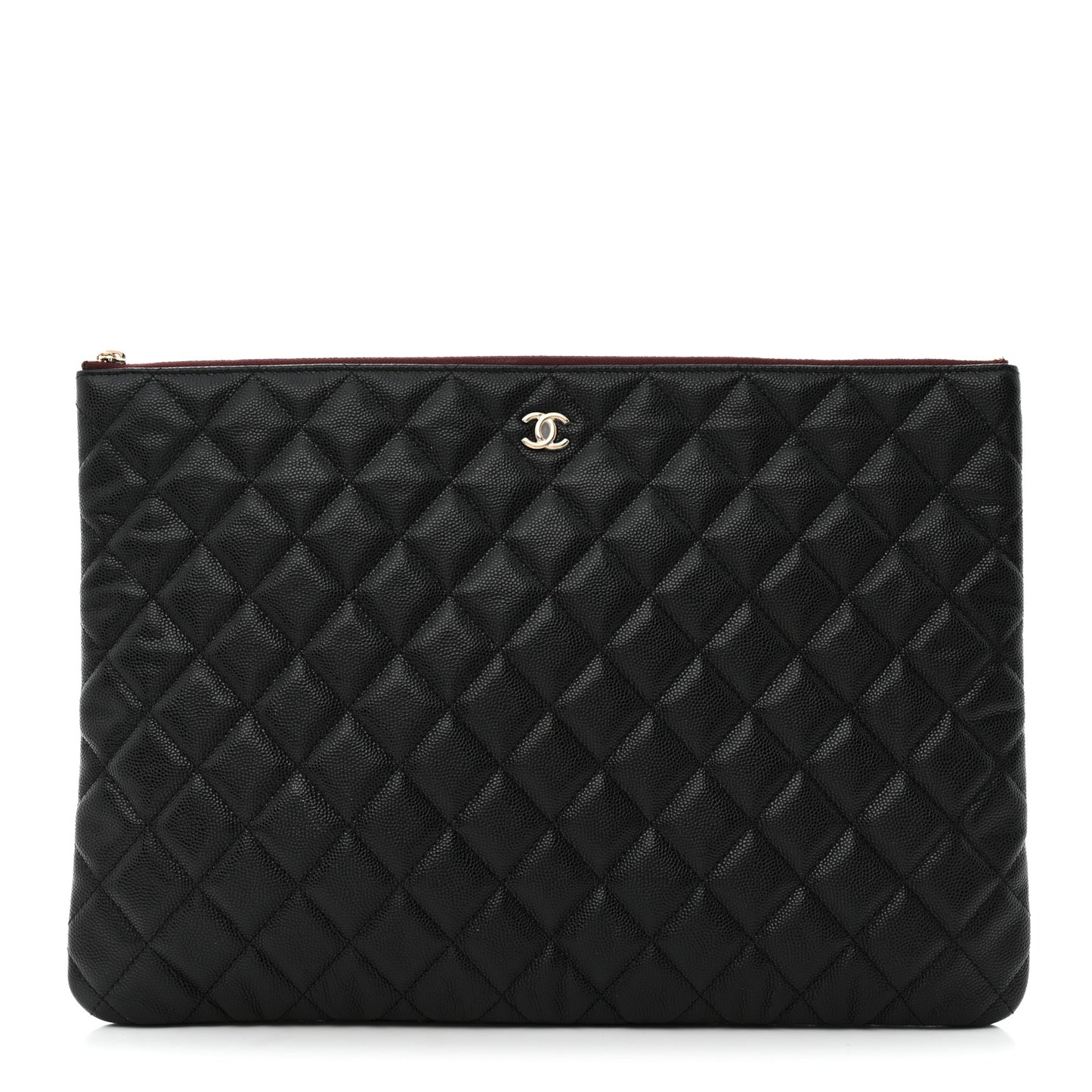 Caviar Quilted Large Cosmetic Case Black
