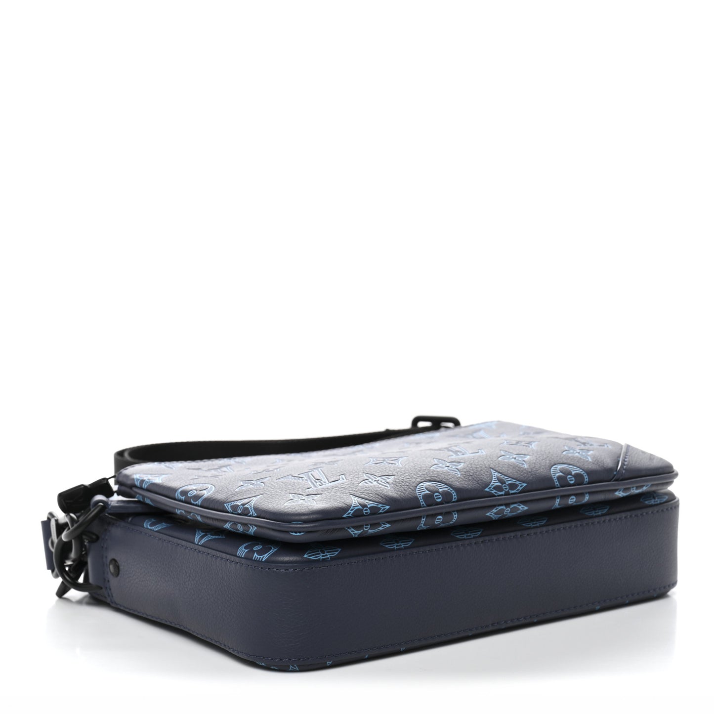 Calfskin Monogram Shadow Trio Messenger Navy River Blue