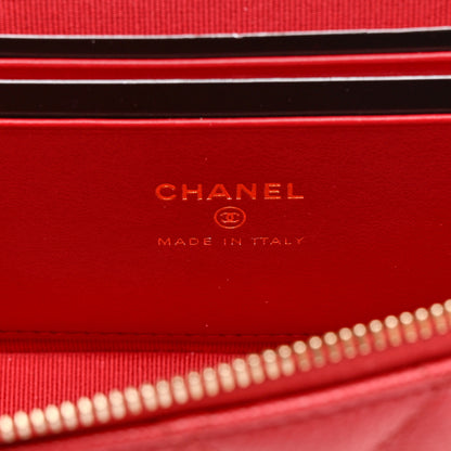 Chanel Caviar Quilted Top Handle Slim Vanity With Chain Red 6 of 11