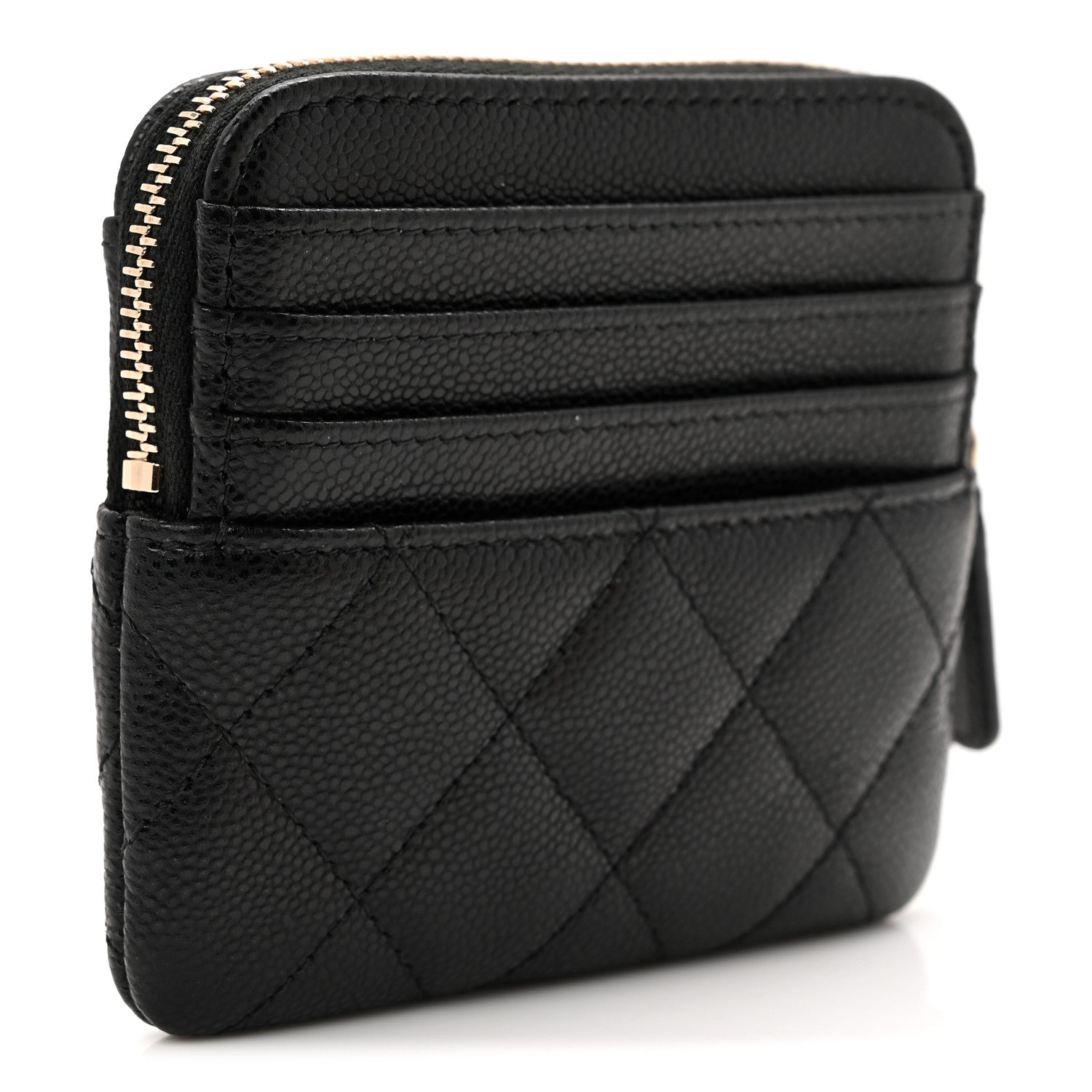 Chanel Caviar Quilted Zip Card Holder Wallet Black 3 of 8