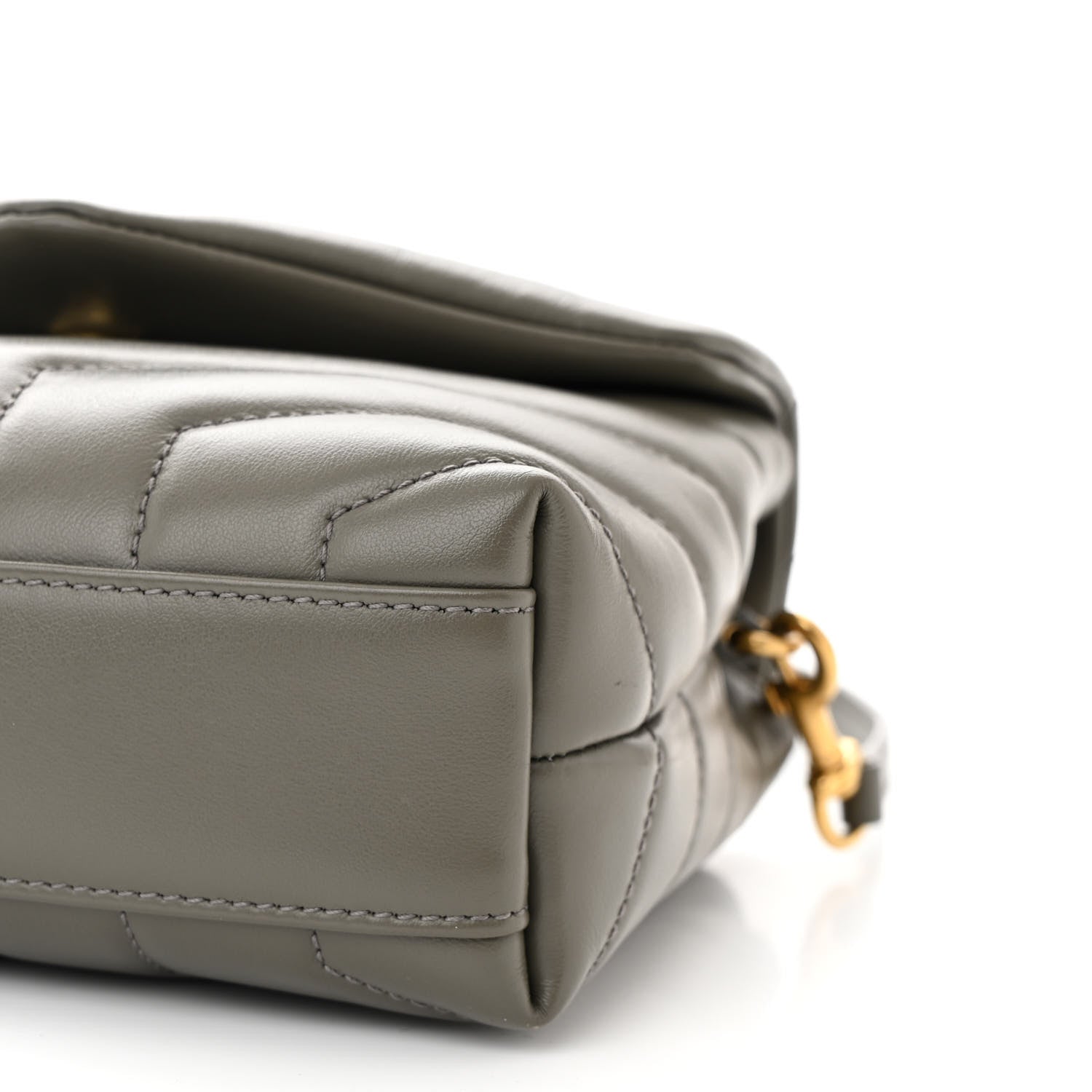Saint Laurent Calfskin Y Quilted Monogram Toy Loulou Crossbody Bag Grey Kaki 10 of 11