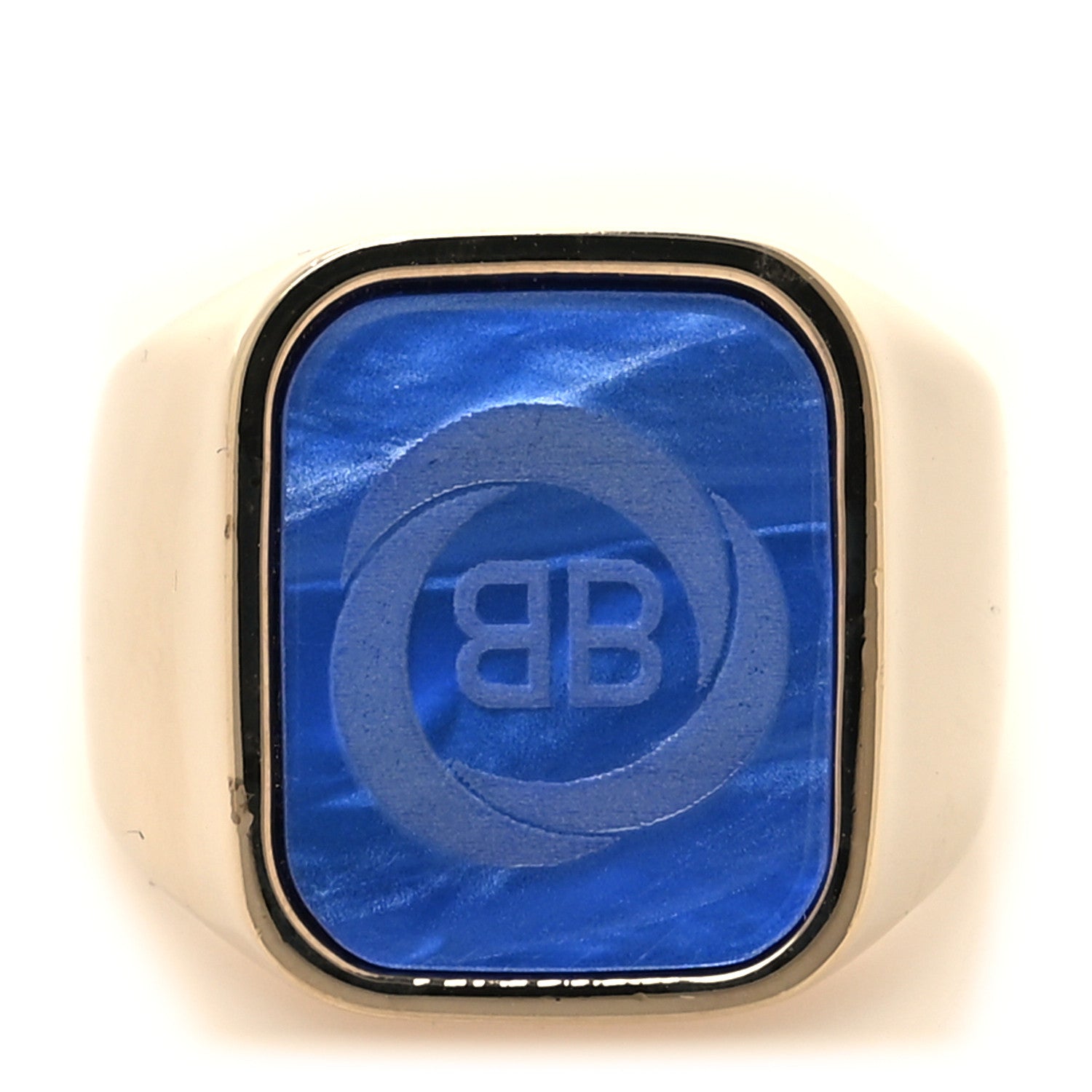 BALENCIAGA bal license ring サイズ58 Balenciaga Logo Signet Ring Gold Blue 1518720 – FASHIONPHILE