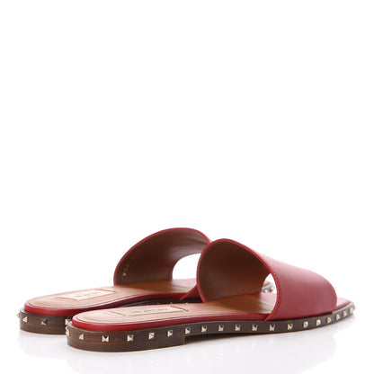 Valentino Garavani Nappa Soul Rockstud Flat Slide Sandals 38 Rosso 4 of 12
