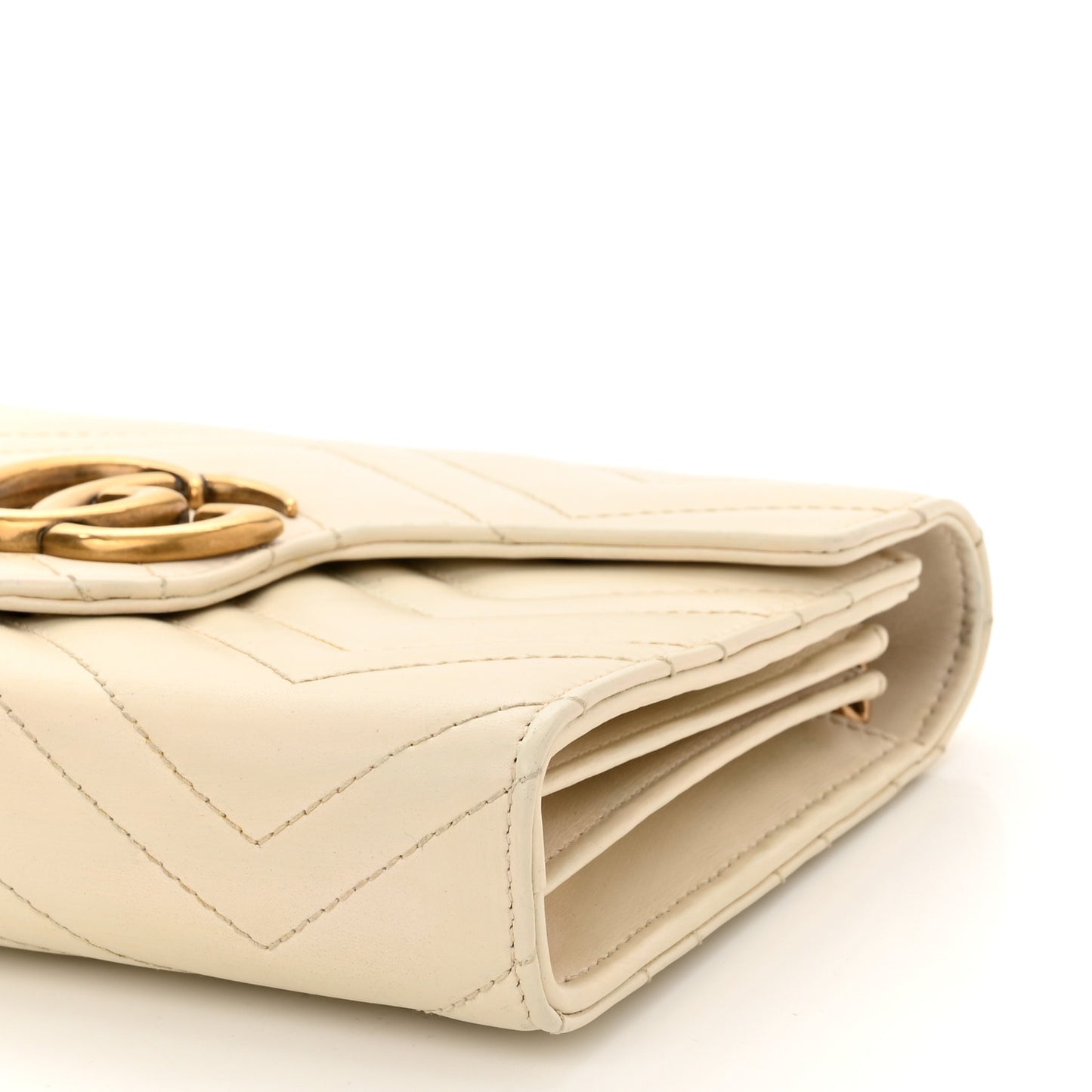 Calfskin Matelasse GG Marmont Chain Wallet Mystic White
