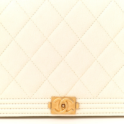 Chanel Caviar Quilted Boy Wallet On Chain WOC White 9 of 12