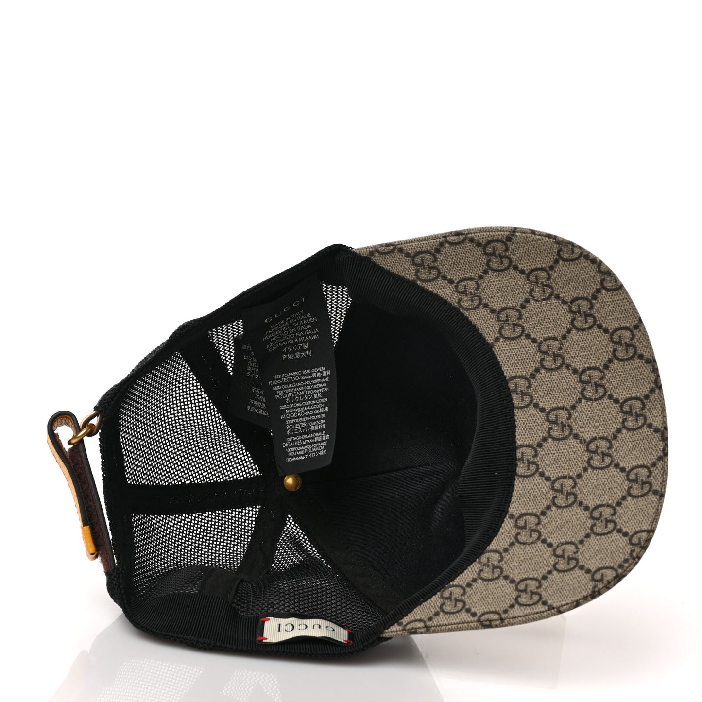 Soft GG Supreme Monogram Mesh Textured Dollar Calfskin Neo Vintage Rap Baseball Hat S Dark Brown Black