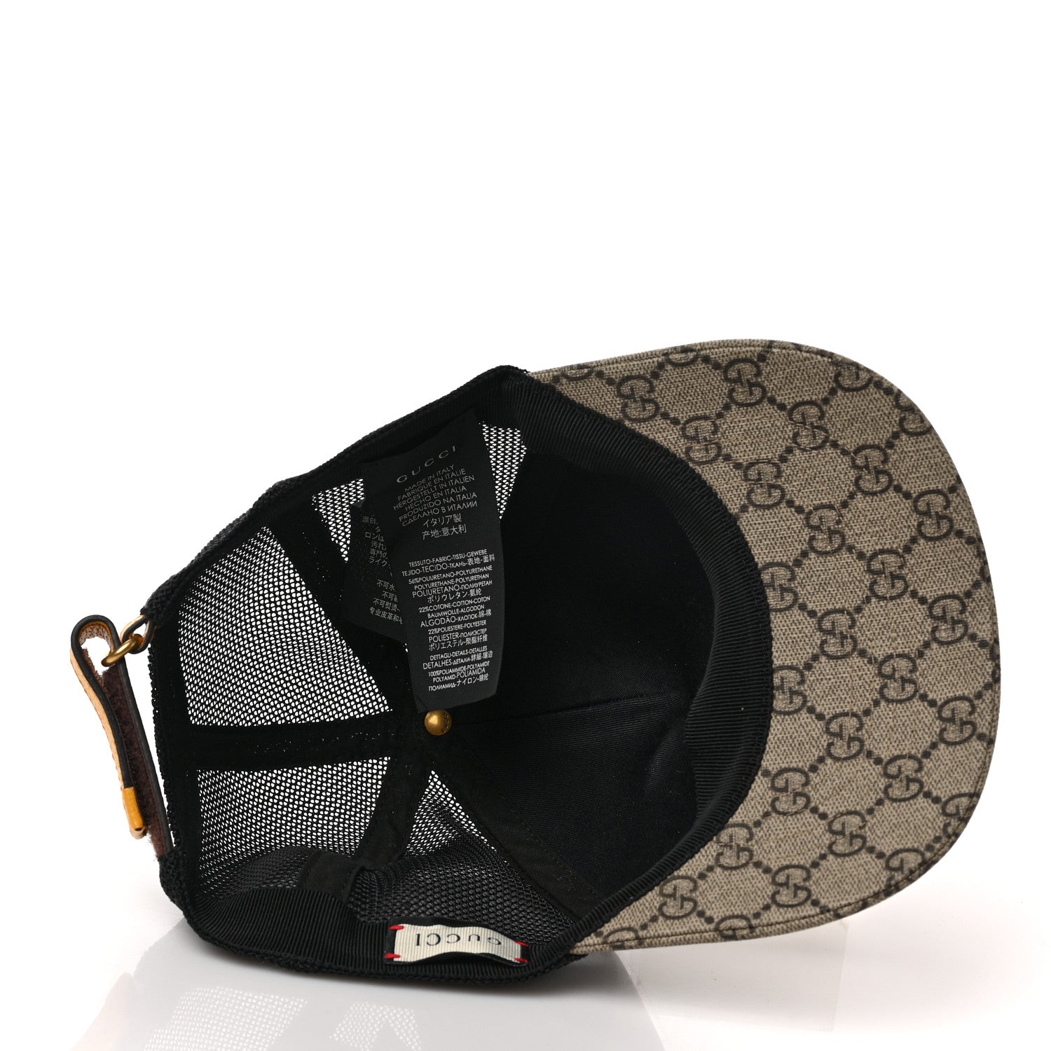 Gucci Soft GG Supreme Monogram Mesh Textured Dollar Calfskin Neo Vintage Rap Baseball Hat S Dark Brown Black 7 of 10