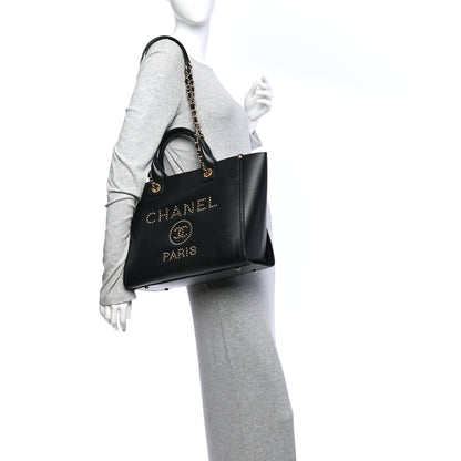 Chanel Caviar Small Studded Deauville Tote Black 2 of 11