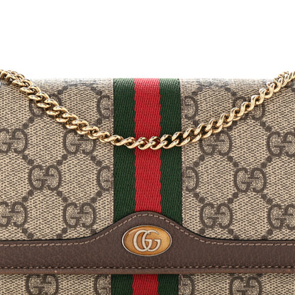 Gucci GG Supreme Monogram Web Ophidia Wallet On Chain Brown 7 of 11