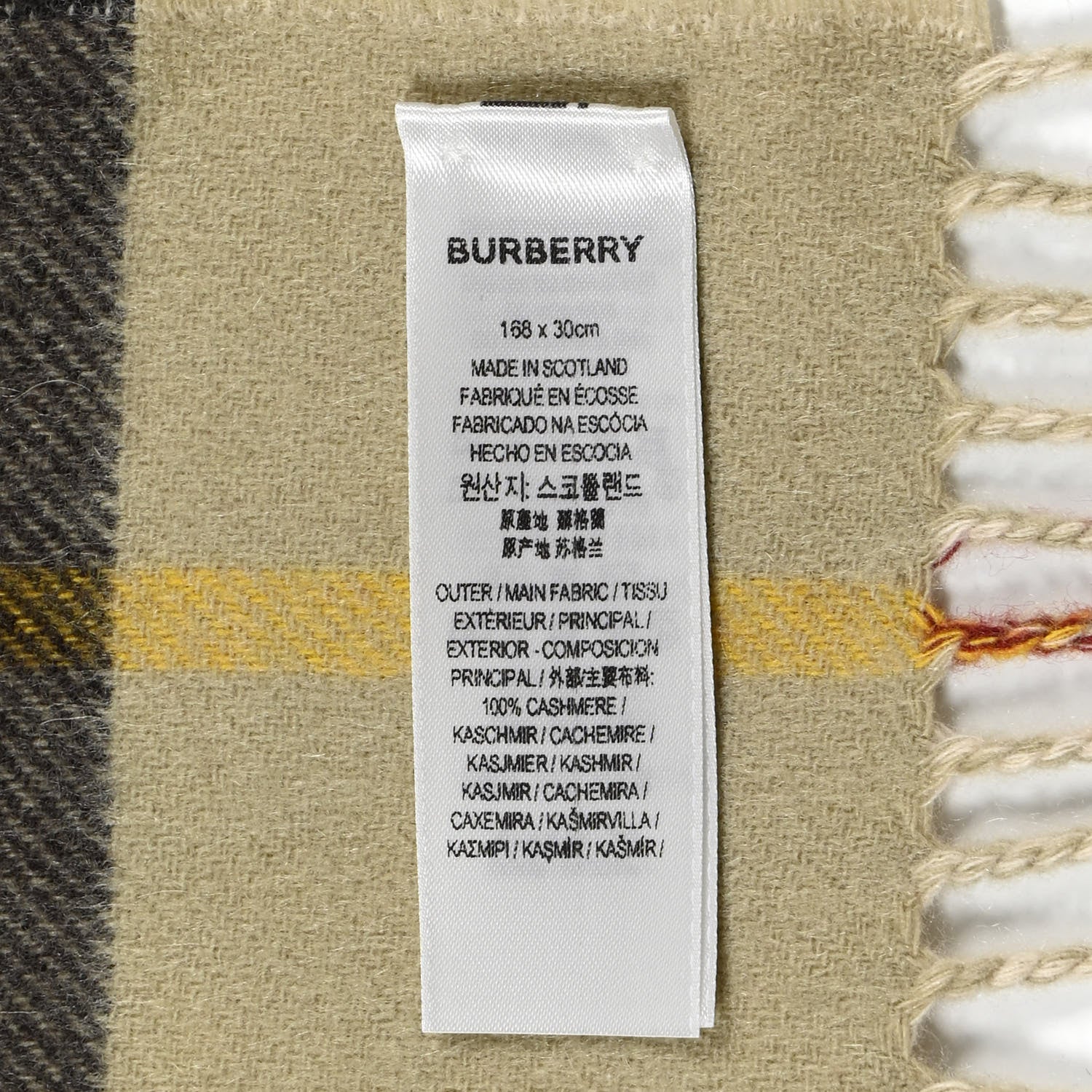 Burberry Cashmere Contrast Check Fringe Scarf Stone Hunter 4 of 5