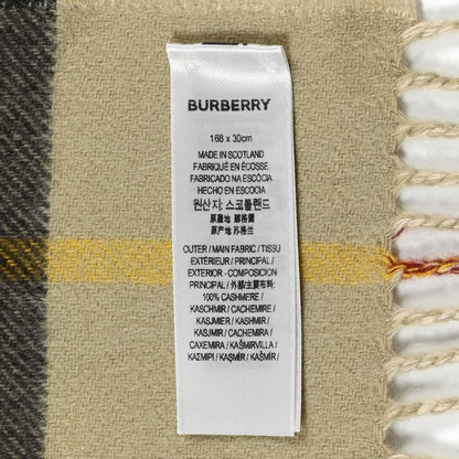 Burberry Cashmere Contrast Check Fringe Scarf Stone Hunter 4 of 5