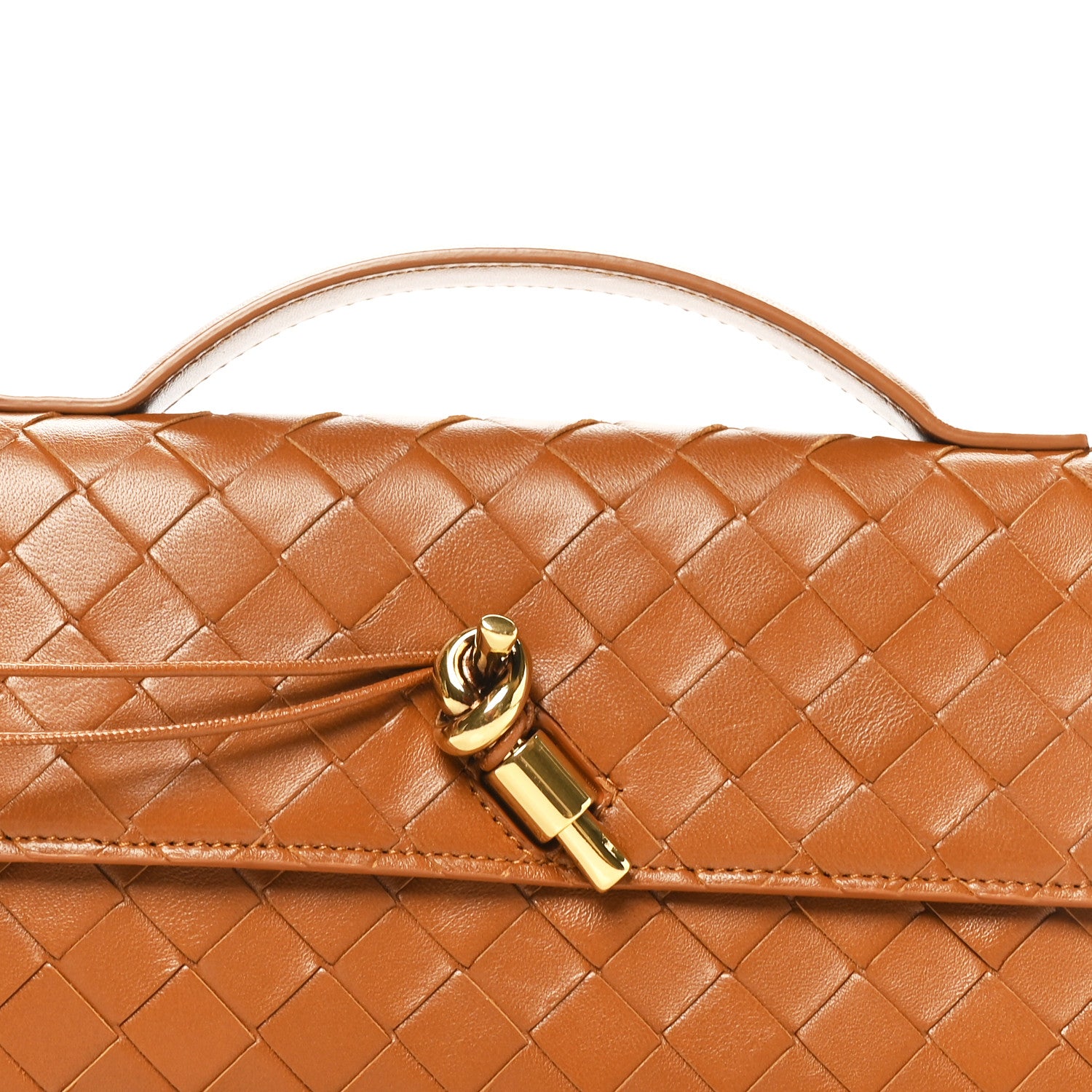 Bottega Veneta Nappa Intrecciato Long Andiamo Top Handle Clutch Cognac 7 of 7