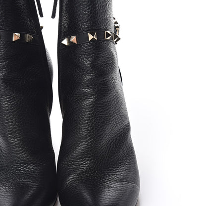 Valentino Garavani Pebbled Calfskin Rockstud Single Buckle 90mm Block Heel Ankle Boots 38 Black 11 of 14