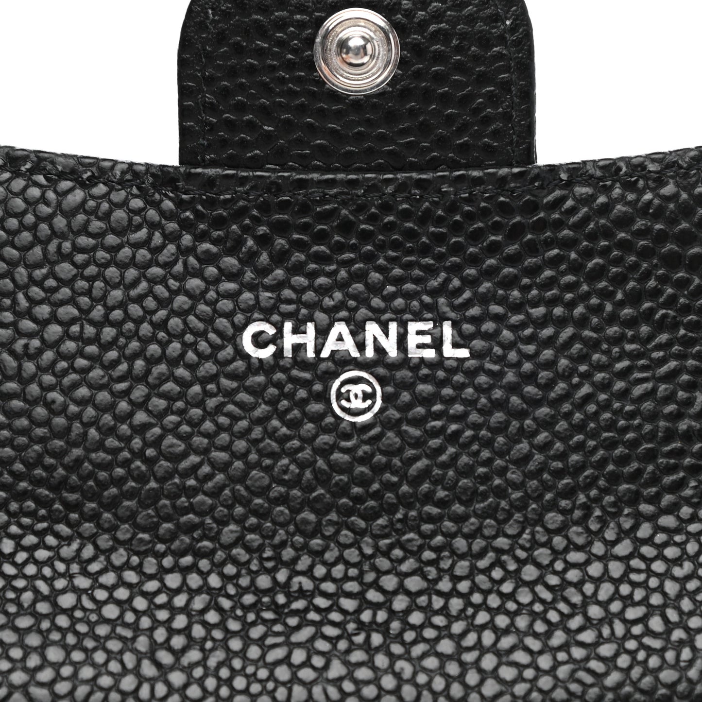 Caviar Quilted Flap Card Holder Wallet Black