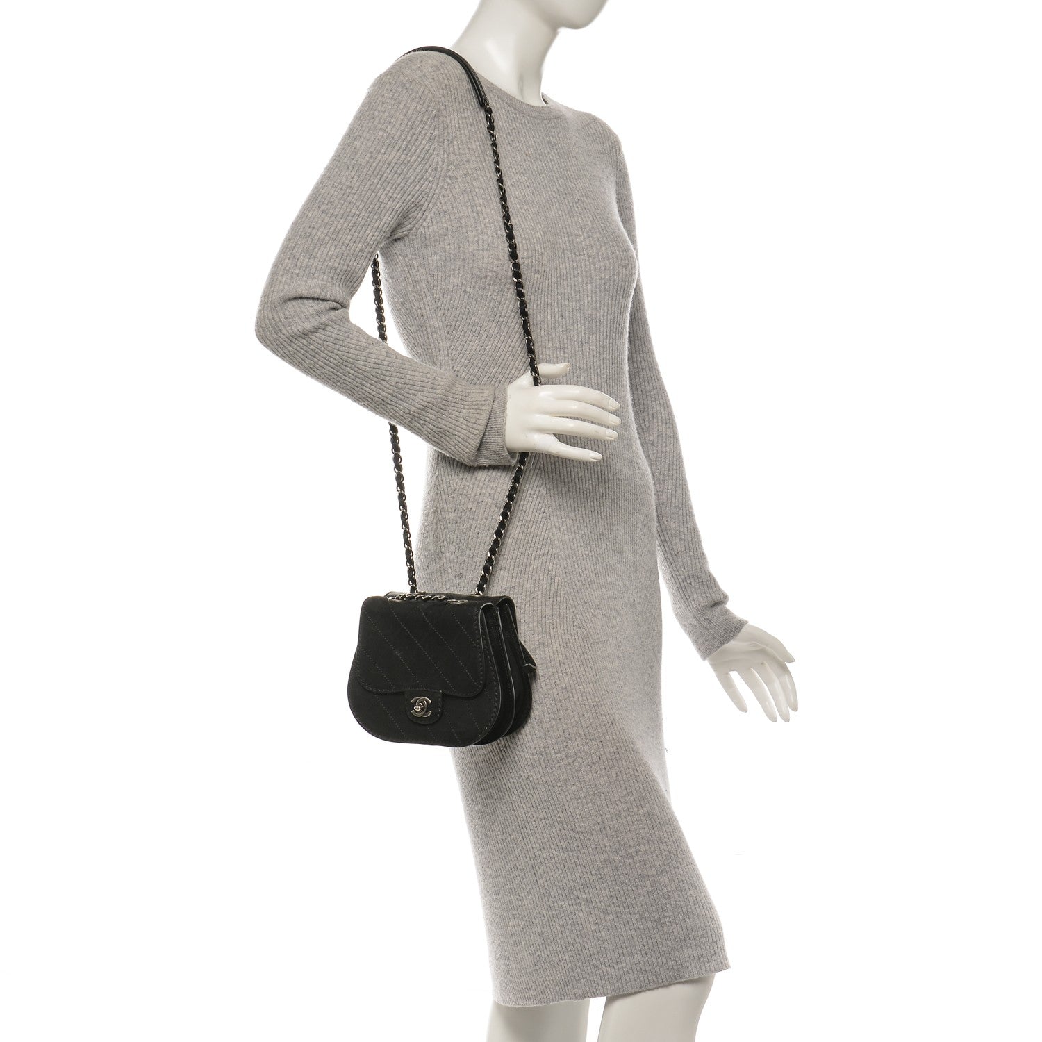 Chanel Suede Small Coco Twin Flap Black 2 of 9