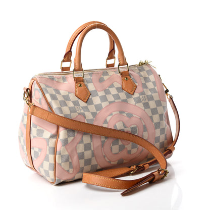 Louis Vuitton Damier Azur Tahitienne Speedy Bandouliere 30 Rose Ballerine 3 of 12