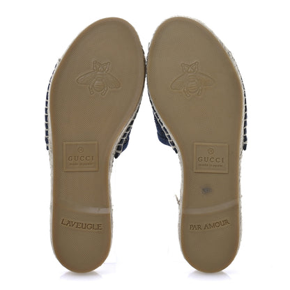 Gucci Denim Crystals GG Monogram Espadrille 20mm Slide Sandals 36.5 Denim 6 of 9