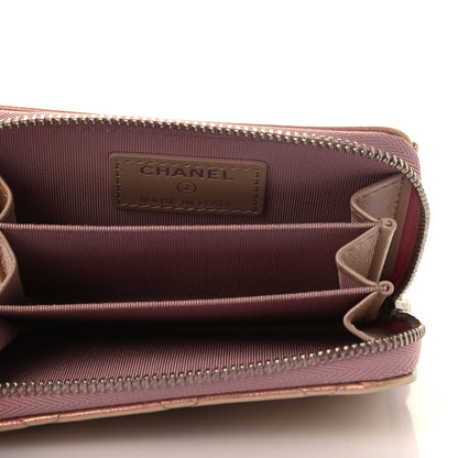 Chanel Iridescent Lambskin Quilted Zip Around Coin Purse Wallet Pink 5 of 7