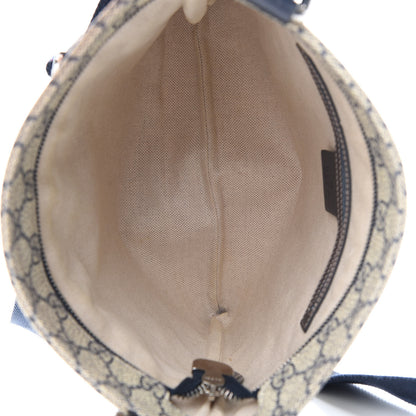 Gucci GG Supreme Monogram Small Flat Side Zip Messenger Bag Beige Blue 5 of 13