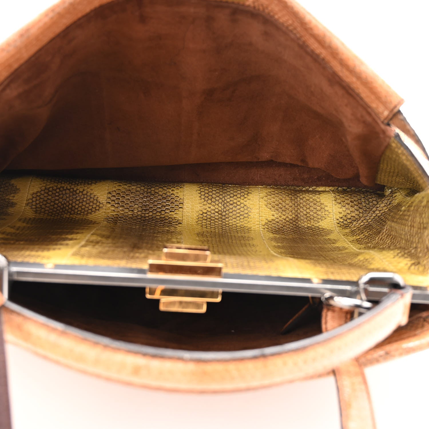 Fendi Watersnake Large Peekaboo Iconic Satchel Brown 5 of 12