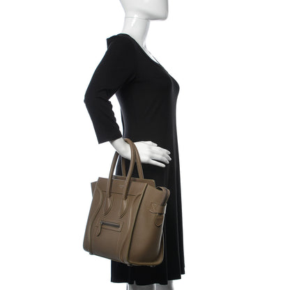 Celine Drummed Calfskin Micro Luggage Souris 2 of 11