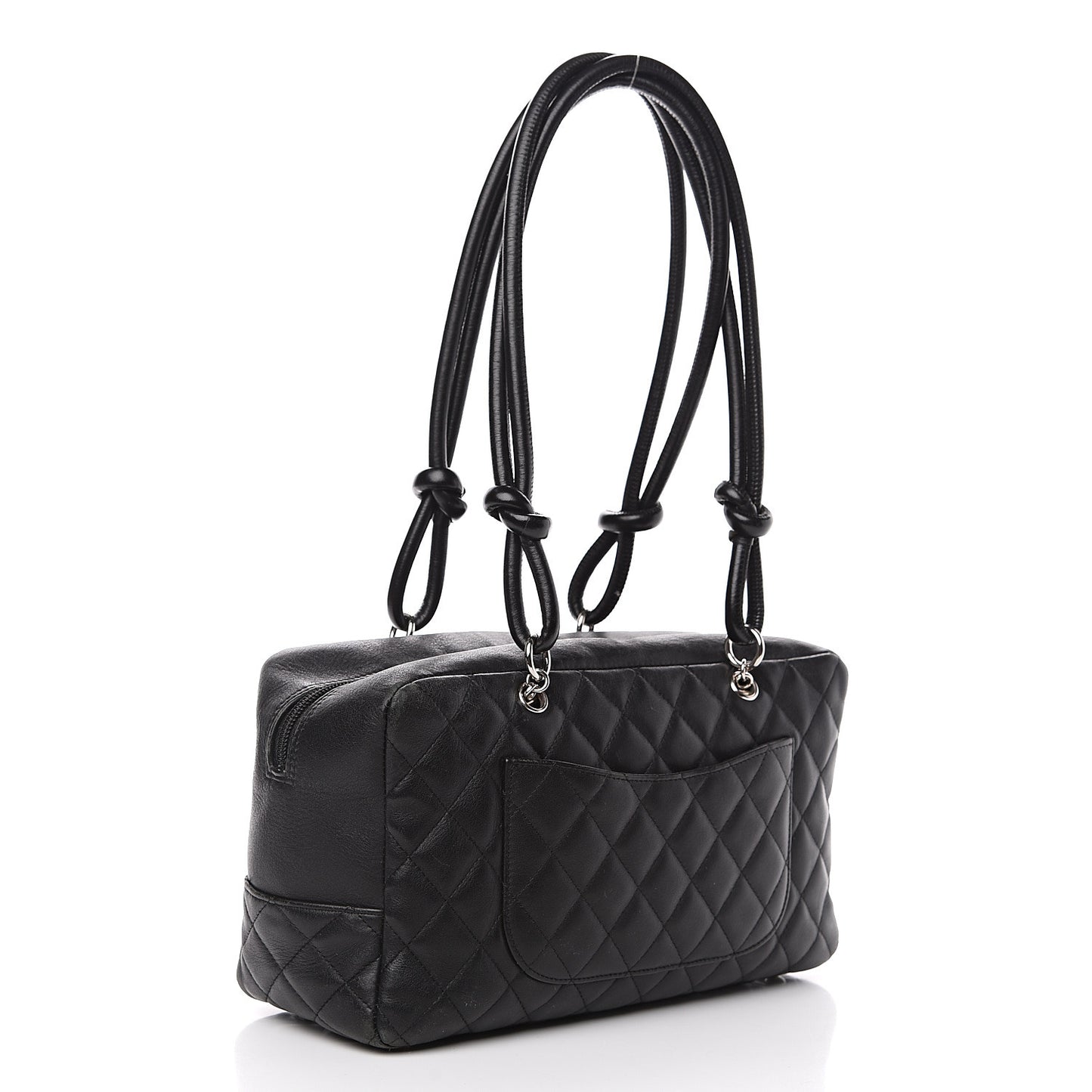 Calfskin Quilted Large Cambon Bowler Black White