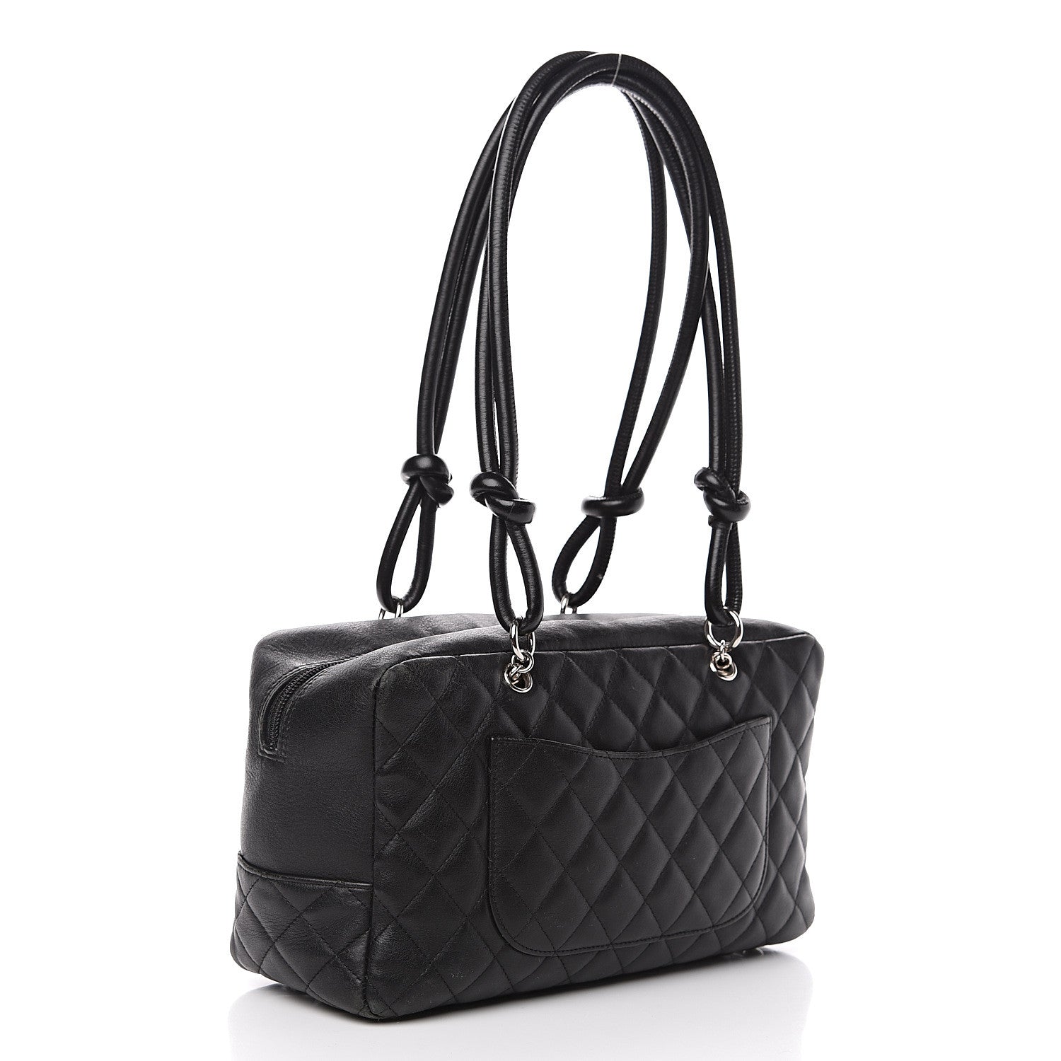 Chanel Calfskin Quilted Large Cambon Bowler Black White 2 of 17