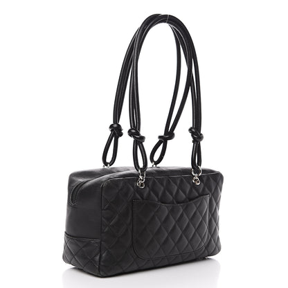 Chanel Calfskin Quilted Large Cambon Bowler Black White 2 of 17
