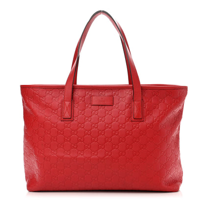 Gucci Guccissima Medium Zippered Shopping Tote Red 1 of 13