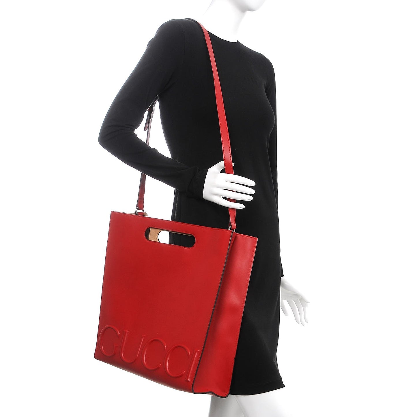 Calfskin Embossed Medium XL Tote Red