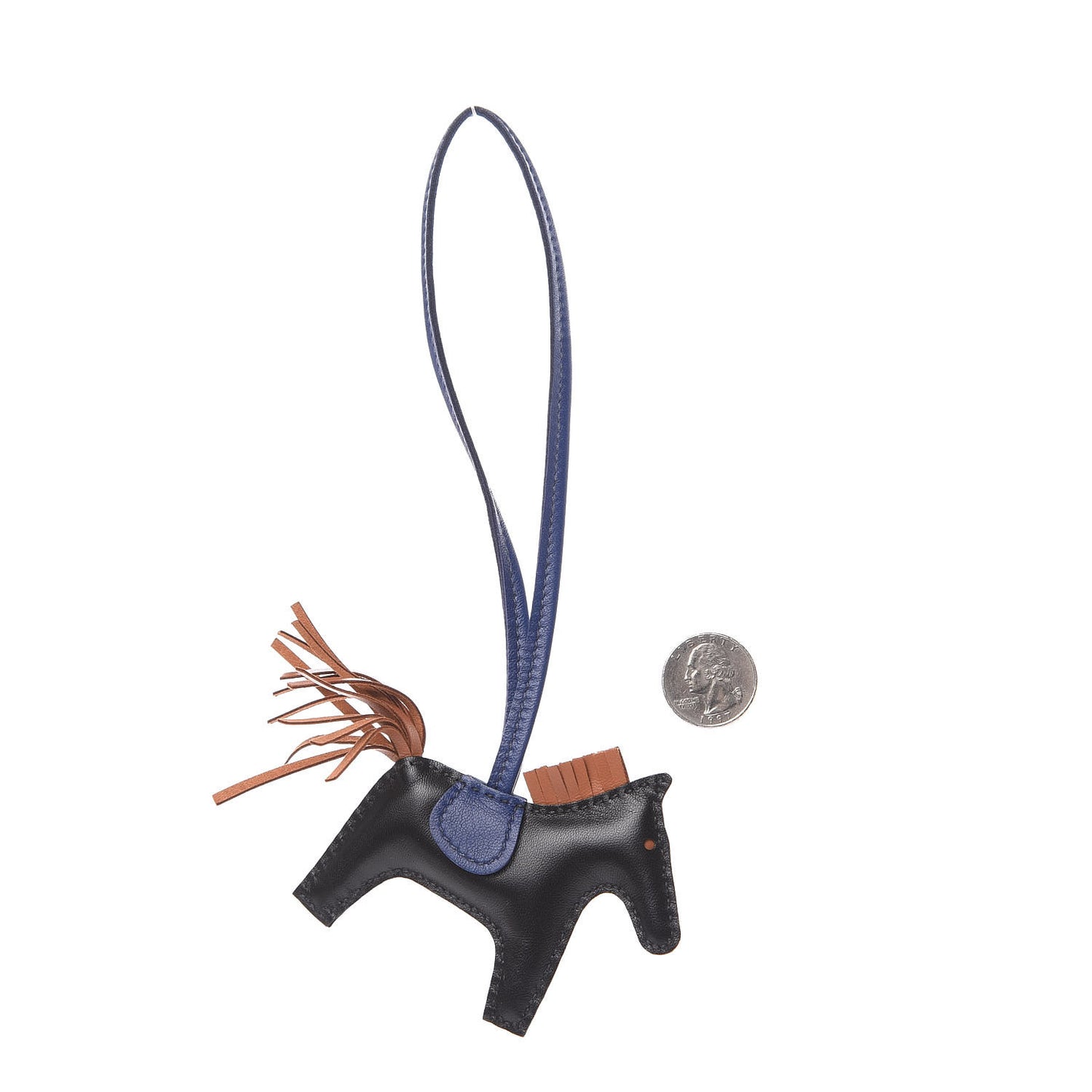 Milo Lambskin Grigri Rodeo Horse Bag Charm PM Black Bleu Saphir Gold