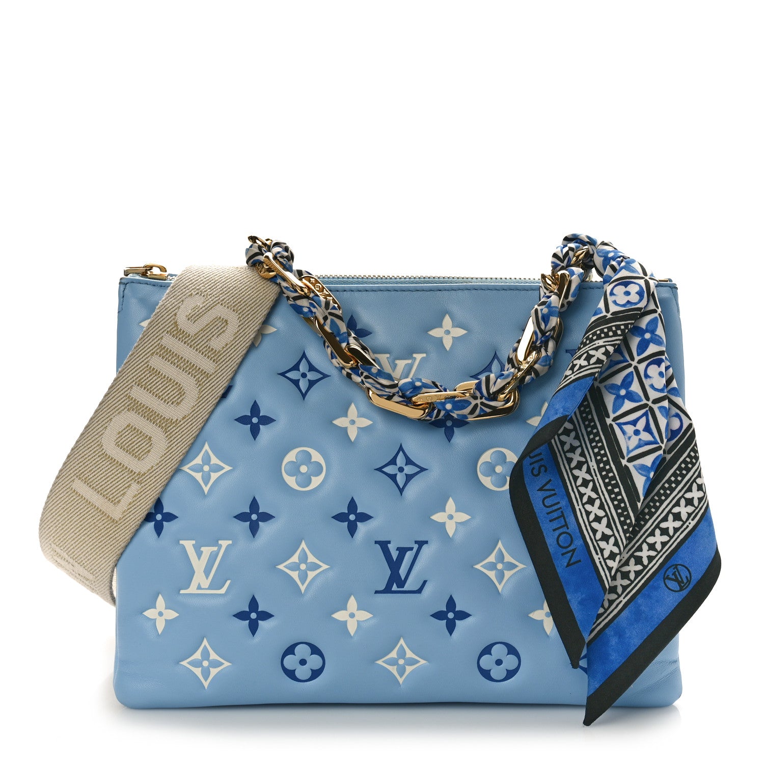 Louis Vuitton ブルー レザー ショルダーバッグ Louis Vuitton Lambskin Embossed Monogram Tricolor By The Pool