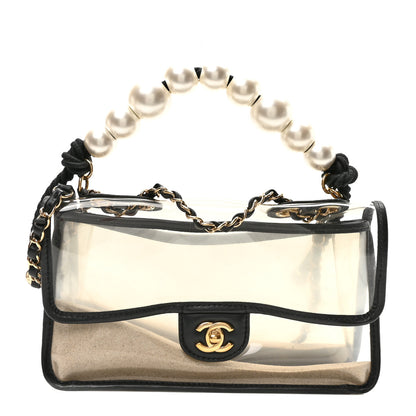 Chanel Lambskin PVC Sand By The Sea Flap With Pearl Strap Black 1 of 9