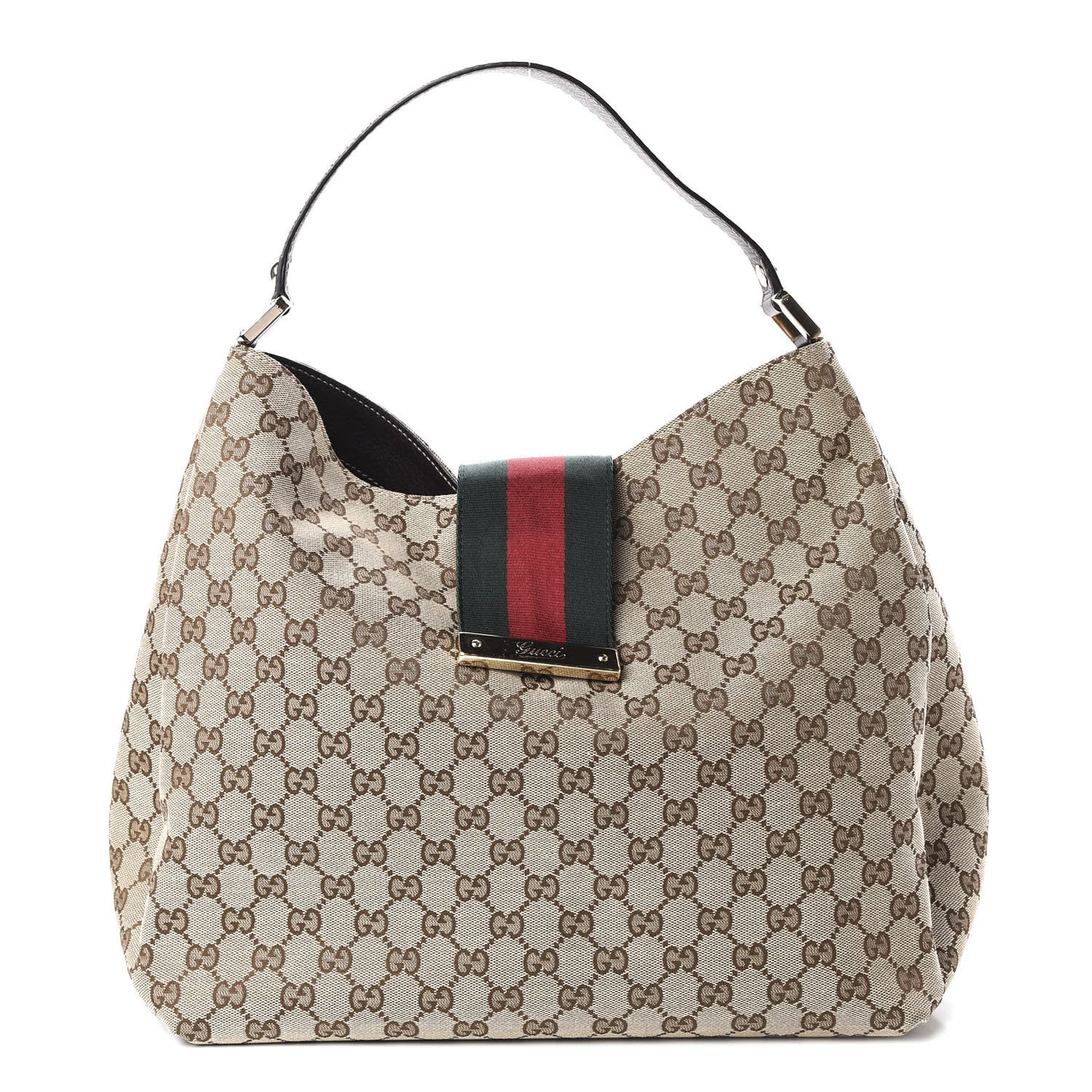 Monogram Large New Ladies Web Hobo Dark Brown
